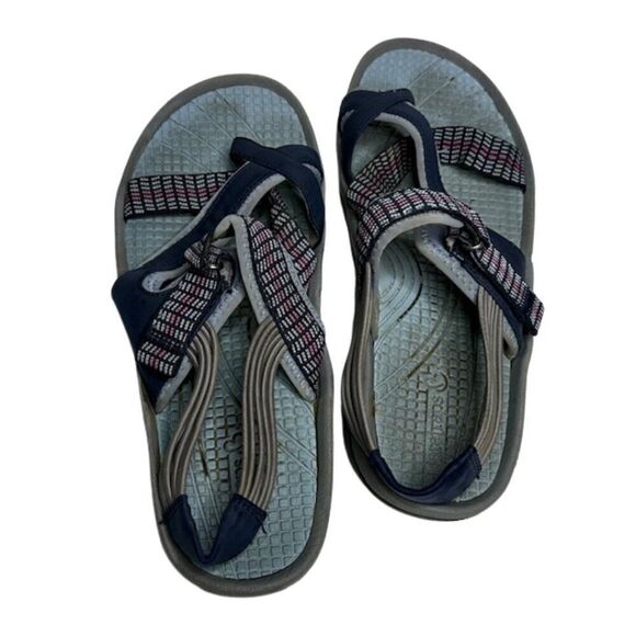 Baretraps Twila Crisscross Rebound Technology Sandals Blue/Gray/Pink Size 8.5 - Picture 4 of 6